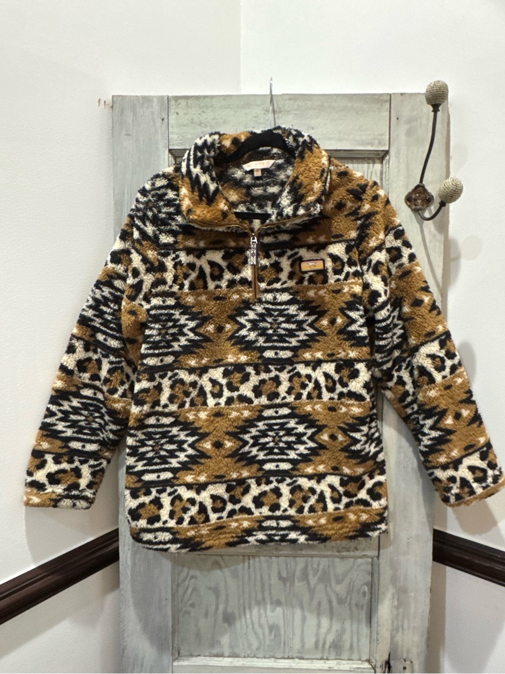 SIMPLY SOUTHERN | TRIBAL AZTEC CHEETAH QUARTER SNAP BUTTON PULL OVER SMALL